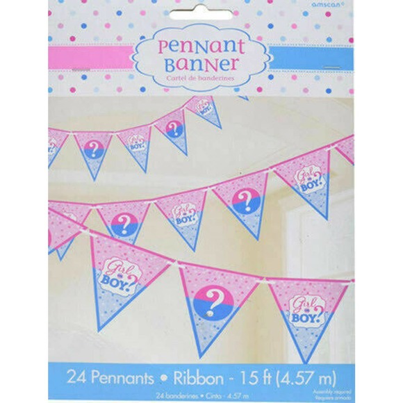 15ft Girl Boy Baby Shower / Gender Reveal Pennant Flag Banner Party Decorations - Picture 2 of 7